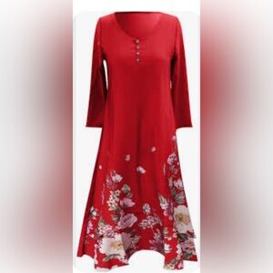 NWT Floral print unique Vietnamese style long flower dress